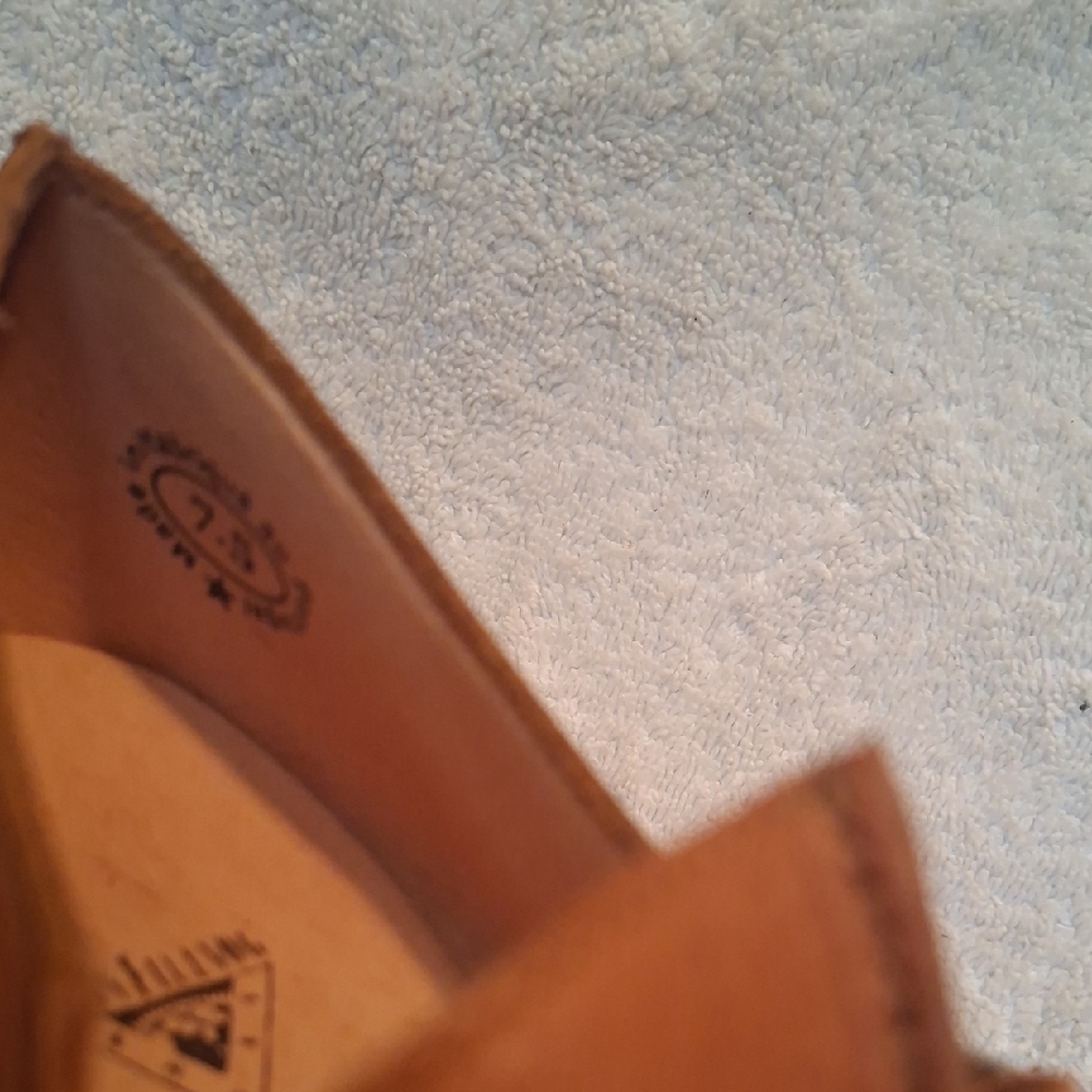 Leather Buckle Clog Heels in Cognac Brown - Picture 5 of 12